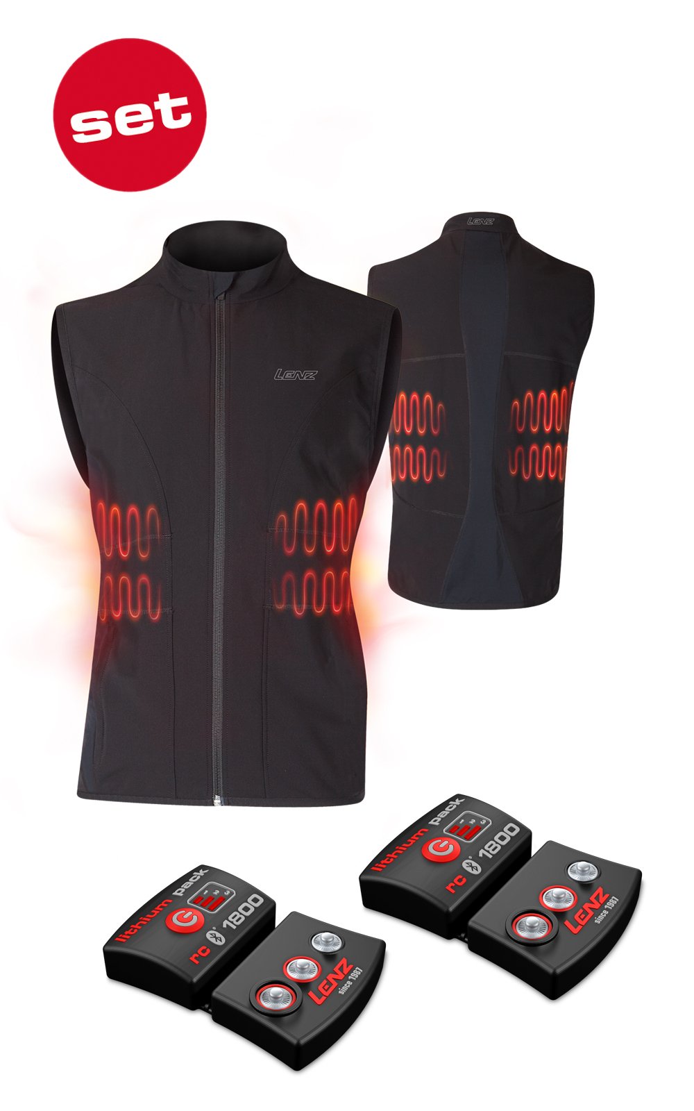 SET - LENZ Heat Vest 1.0 Men + batteries lithium pack rcB 1800