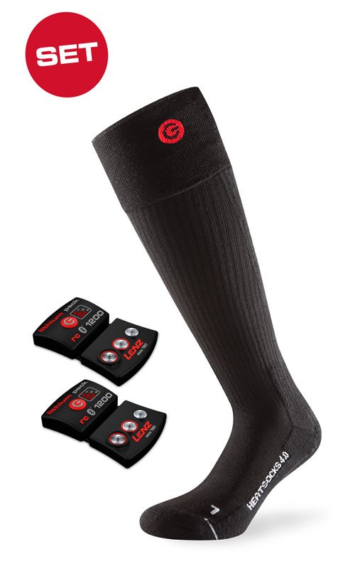 SET - Heated socks LENZ 4.0 Toe Cap + batteries lithium pack rcB 1200